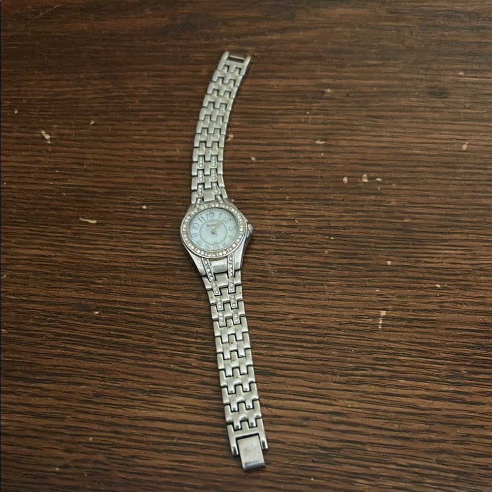 Silver Watch with Crystal Accents